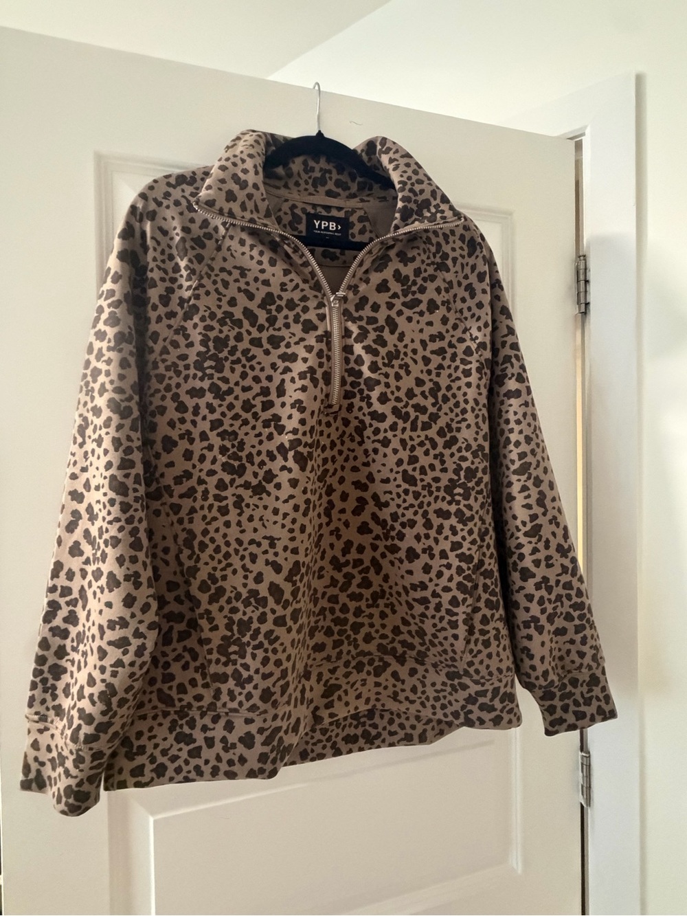 YPB ABERCROMBIE & CO NEOKNIT Leopard Print Half-Zip